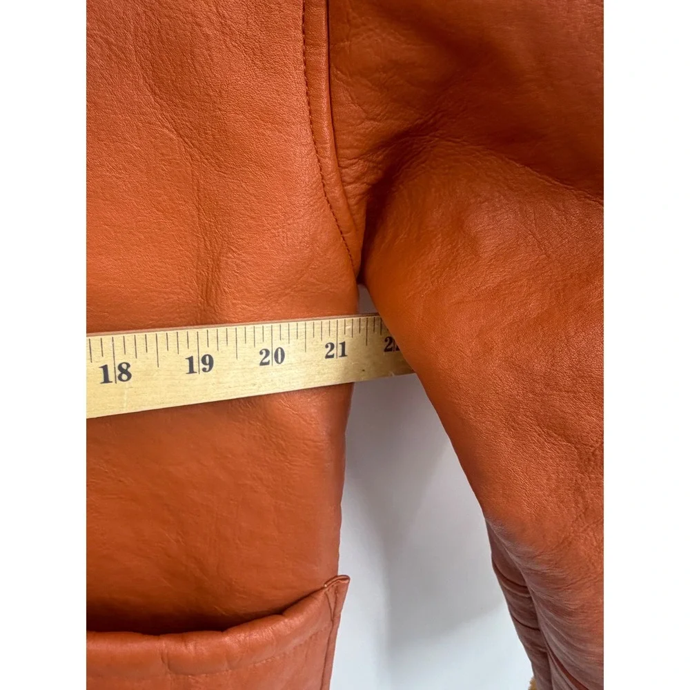 We The Free Free People kaja Vegan Leather Jacket sz Small Orange Shearling Coat